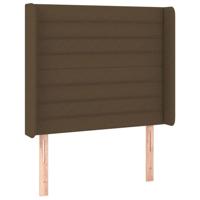 Hoofdbord met randen 93x16x118/128 cm stof donkerbruin - thumbnail