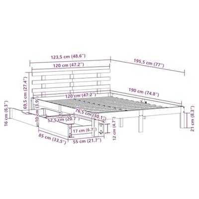 Bedframe met lades massief grenenhout 120x190 cm