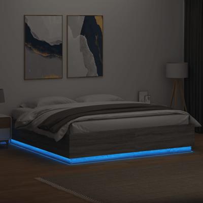 Bedframe met LED-verlichting grijs sonoma eiken 200x200 cm