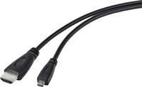 TRU COMPONENTS HDMI-kabel Raspberry Pi® [1x HDMI-stekker - 1x HDMI-stekker D micro] 1.80 m Zwart - thumbnail