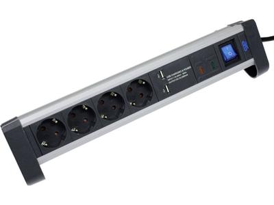 AS Schwabe 18361 Stekkerdoos met schakelaar Zwart, Zilver Randaarde stekker 1 stuk(s)