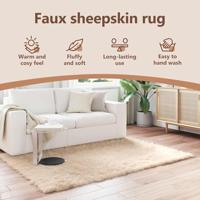 VidaXL Nep schapenvacht tapijt tafalla beige 120 x 170 cm polyester - thumbnail