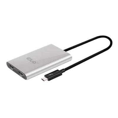 club3D CSV-1574 Thunderbolt / HDMI Adapter [1x Thunderbolt 3-stekker (USB-C®) - 2x HDMI-stekker] Grijs, Zwart 0.27 m