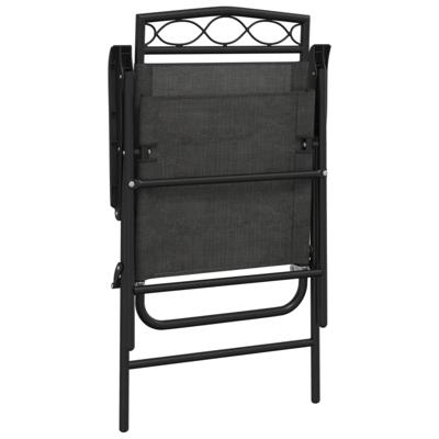 Tuinstoelen 4 st inklapbaar staal en textileen gemêleerd grijs - thumbnail