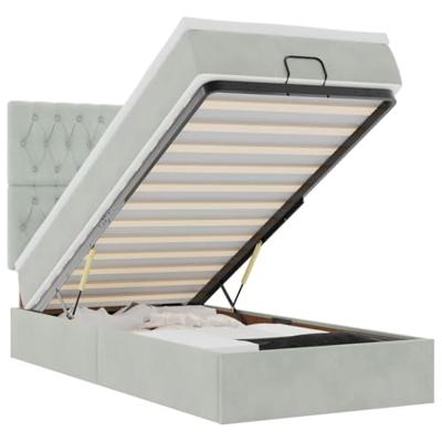 Ottoman bed met matrassen 90x200cm fluweel lichtgrijs