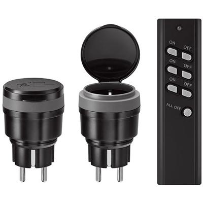 KlikAanKlikUit AGC2-3500R Compacte Stekkerset voor Buiten Zwart KlikAanKlikUit AGC2-3500R Compacte Stekkerset voor Buiten Zwart