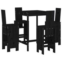5-delige Barset massief grenenhout zwart - thumbnail