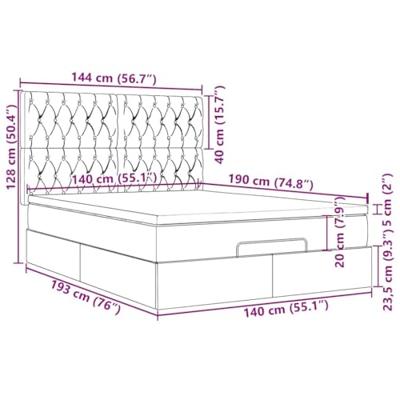 Ottoman bed met matrassen 140x190cm fluweel donkerblauw