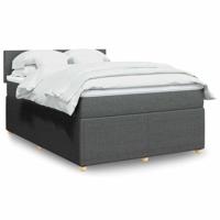 Boxspring met matras stof donkergrijs 160x200 cm - thumbnail