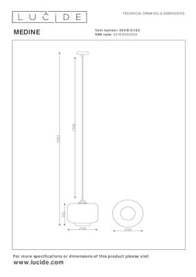 Lucide MEDINE - Hanglamp - Ø 25 cm - 1xE27 - Fumé Lucide MEDINE - Hanglamp - Ø 25 cm - 1xE27 - Fumé
