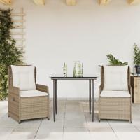 3-delige Tuinset met kussens poly rattan beige - thumbnail