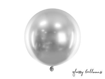 Grote Glossy Ballon Zilver (60cm)