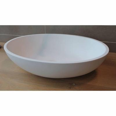 Waskom Luca Sanitair Ovaal 48x32x12 cm Mineral Stone 8 mm Dik Glans Wit Luca Sanitair