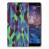 Nokia 7 Plus | TPU Hoesje | Abstract Green Blue - thumbnail