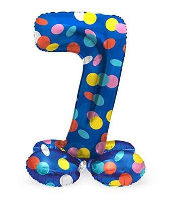 Folat BV Staande folieballon colorful dots cijfer 7 - 72cm