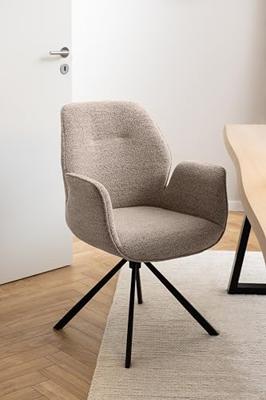 Bendt Draaibare Eetkamerstoel 'Chandler' Bouclé met armleuning, kleur Beige
