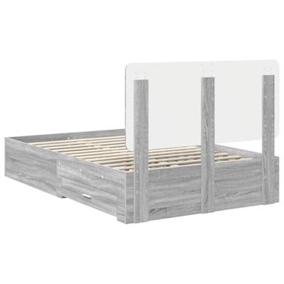 Bedframe met hoofdeinde Grijs Sonoma 135 x 190 cm Bewerkt hout