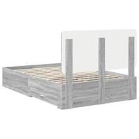 Bedframe met hoofdeinde Grijs Sonoma 135 x 190 cm Bewerkt hout - thumbnail