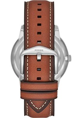 Fossil FS5903 Horloge Neutra Minimalist staal-leder zilverkleurig-blauw-bruin 42 mm