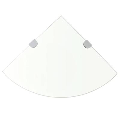 Hoekschap met chromen dragers transparant 25x25 cm glas