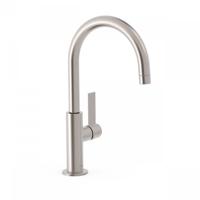 Wastafelmengkraan Tres Project 1-Hendel Uitloop Gebogen 20 cm Rond RVS Tres - thumbnail