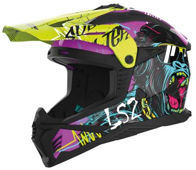LS2 crosshelm "mx708 fast ii gorilla". helmet mx708 fast ii gorilla xl viol./yel.