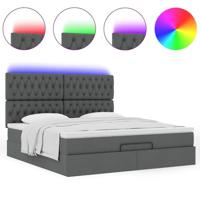 Ottoman bed met matras en LED's 160x200cm stof donkergrijs - thumbnail