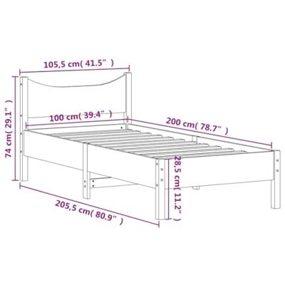Bedframe massief grenenhout wasbruin 100x200 cm Bedframe massief grenenhout wasbruin 100x200 cm