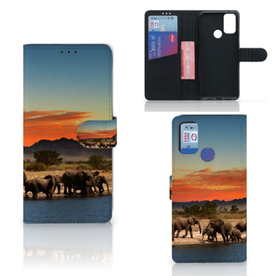 Alcatel 1S (2021) | Telefoonhoesje | Met pasjeshouder | Olifanten