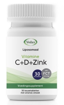 Vedax Liposomale vitamine C + D3 + zink (30 Kauwtabletten)