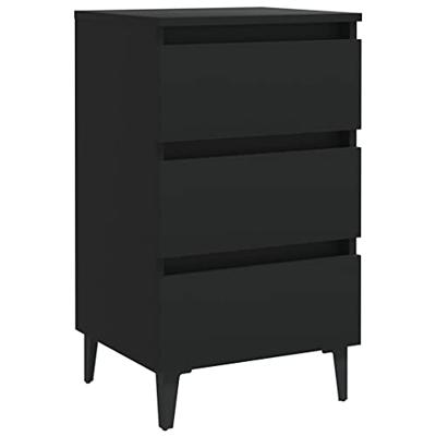 VidaXL Nachtkastje met metalen poten 40x35x69 cm zwart