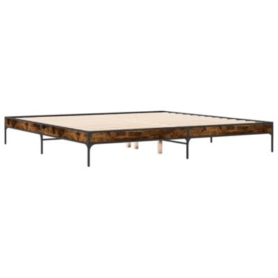 Bedframe bewerkt hout metaal gerookt eikenkleurig 200x200 cm