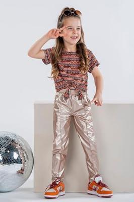 B.Nosy Meisjes blouse met knoop - Bibi - Blush aztec AOP