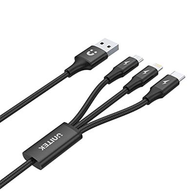 UNITEK C14049BK USB-kabel 1,2 m USB 2.0 USB C Micro-USB B/Lightning Zwart