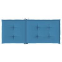 Stoelkussens 6 st hoge rug 120x50x4 cm stof gemleerd blauw - thumbnail