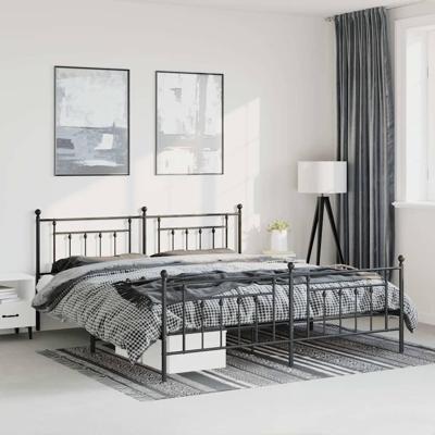 Bedframe met hoofd- en voeteneinde metaal zwart 183x213 cm Bedframe met hoofd- en voeteneinde metaal zwart 183x213 cm