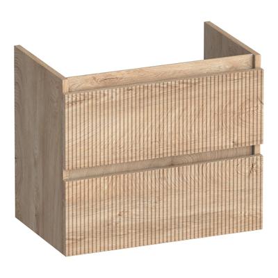 Brauer Joy Wavy - Onderkast Ondiep - 60 cm - met 2 Softclose Lades Greeploos en 1 Sifon Uitsparing - Forest Wheat