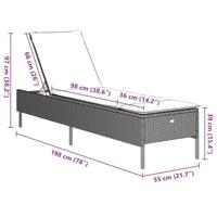 Ligbed met kussen poly rattan lichtgrijs - thumbnail