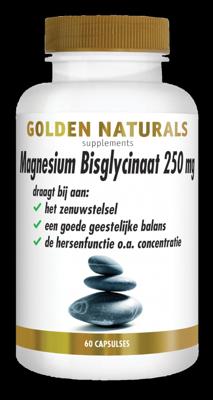 Golden Naturals Magnesium bisglycinaat 250mg 60 Vegetarische capsules