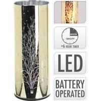 Sfeerlicht glas LED goud met vlam 20cm - thumbnail