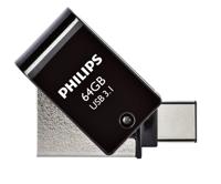 USB-stick 3.1 Philips USB-C 2-in-1 midnight black 64GB - thumbnail
