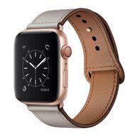 Leren bandje - Taupe - Geschikt voor Apple Watch 38mm / 40mm / 41mm / 42mm - thumbnail