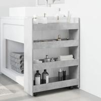 Opbergtrolley smal 4-laags bewerkt hout betongrijs - thumbnail