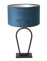 Steinhauer Zwarte schemerlampStang met blauwe velours kap - 3510ZW - thumbnail