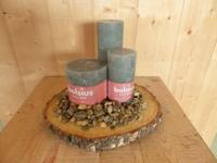 Kaarsen set Bolsius 3 stuk grijsgroen met rivier steentjes Warentuin Mix - Warentuin mix - thumbnail