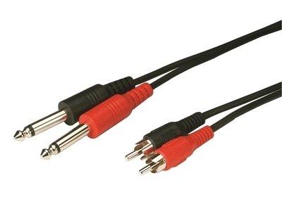 Monacor 0064980 Audio Verbindingskabel [2x Cinch-stekker - 2x Jackplug male 6,3 mm (mono)] 3 m Zwart