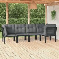 5-delige Loungeset poly rattan zwart en grijs - thumbnail