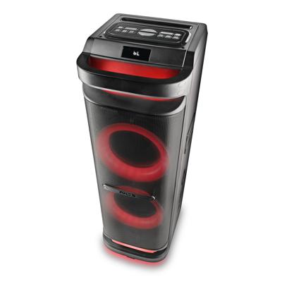 NGS Wild Space 3 - Draagbare luidspreker, compatibel met Bluetooth-technologie, True Wireless Stereo, subwoofer + dubbele tweeters, Micro SD/USB/AUX IN, wielen, zwart