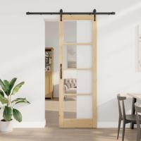 Schuifdeur met hardware set 78x232 cm Massief pijnhout - thumbnail