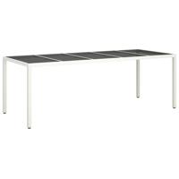 Tuintafel 250x100x75 cm poly rattan en gehard glas wit - thumbnail